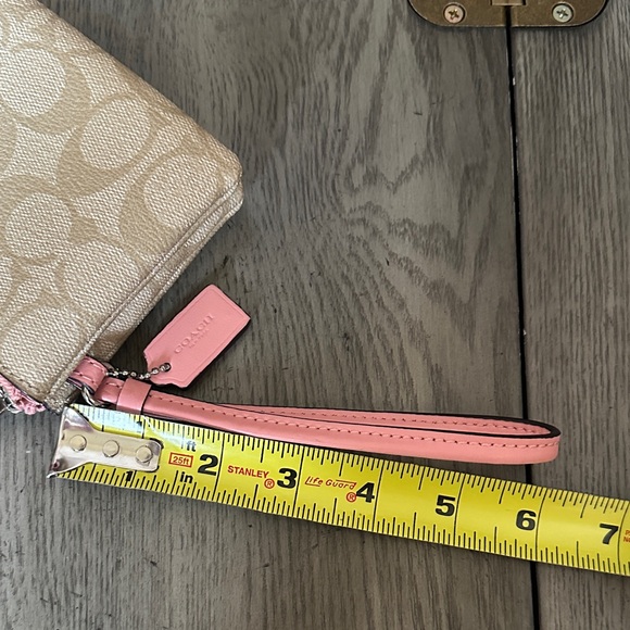 Coach Wristlet Wallet Double Zip Coated Canvas Light Khaki/Blush Bubblegum - Picture 14 of 14